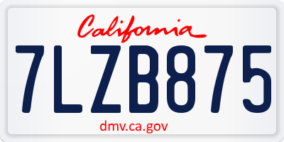 CA license plate 7LZB875