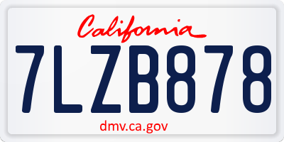 CA license plate 7LZB878