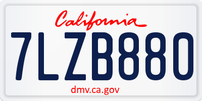 CA license plate 7LZB880