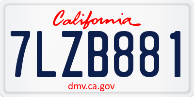 CA license plate 7LZB881