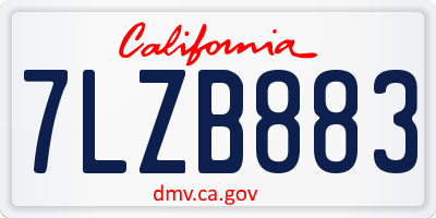 CA license plate 7LZB883