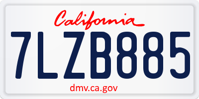 CA license plate 7LZB885