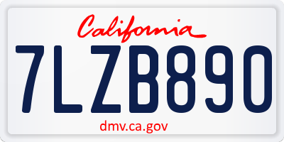CA license plate 7LZB890
