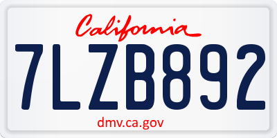 CA license plate 7LZB892