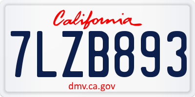 CA license plate 7LZB893