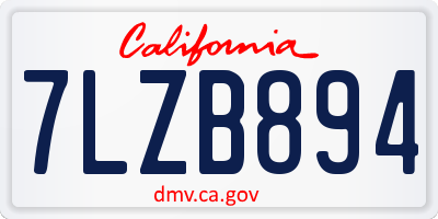 CA license plate 7LZB894
