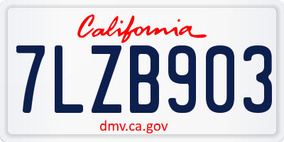 CA license plate 7LZB903