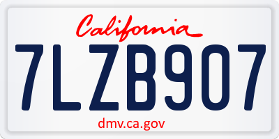 CA license plate 7LZB907