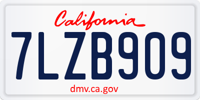 CA license plate 7LZB909