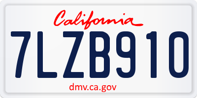 CA license plate 7LZB910