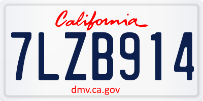 CA license plate 7LZB914