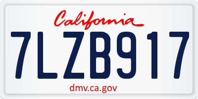 CA license plate 7LZB917
