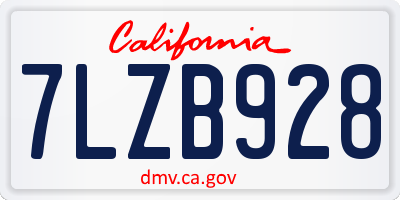 CA license plate 7LZB928