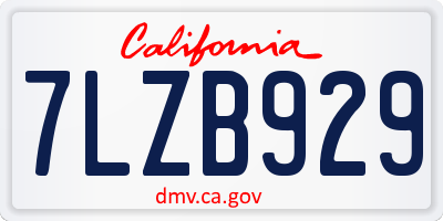 CA license plate 7LZB929