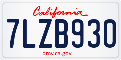 CA license plate 7LZB930