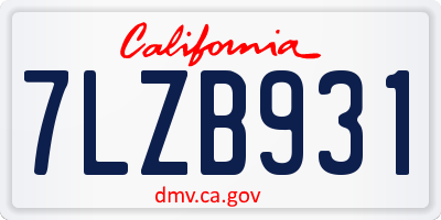 CA license plate 7LZB931