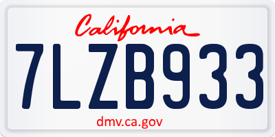 CA license plate 7LZB933
