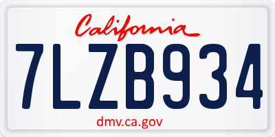 CA license plate 7LZB934