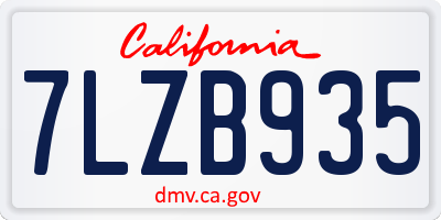 CA license plate 7LZB935