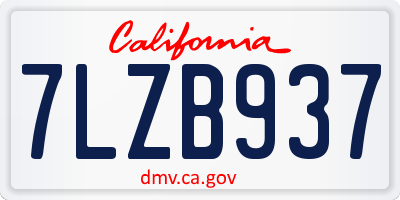 CA license plate 7LZB937