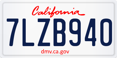 CA license plate 7LZB940