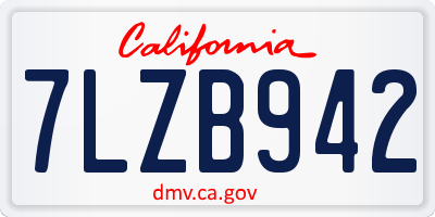 CA license plate 7LZB942
