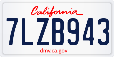 CA license plate 7LZB943