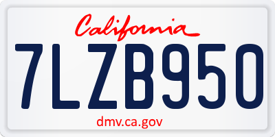 CA license plate 7LZB950