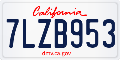CA license plate 7LZB953