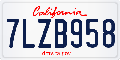 CA license plate 7LZB958
