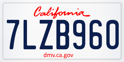 CA license plate 7LZB960