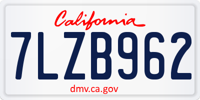 CA license plate 7LZB962