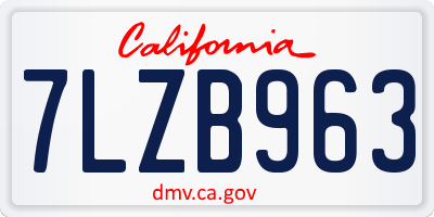 CA license plate 7LZB963