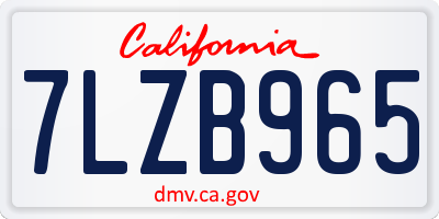 CA license plate 7LZB965