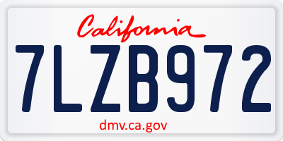 CA license plate 7LZB972