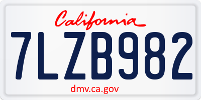 CA license plate 7LZB982