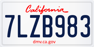 CA license plate 7LZB983