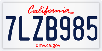 CA license plate 7LZB985