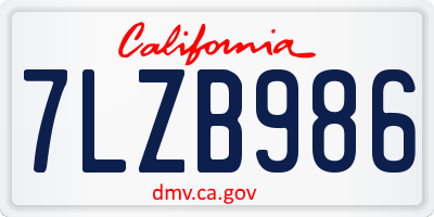 CA license plate 7LZB986