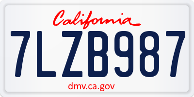 CA license plate 7LZB987