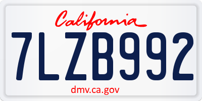 CA license plate 7LZB992