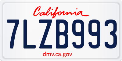 CA license plate 7LZB993