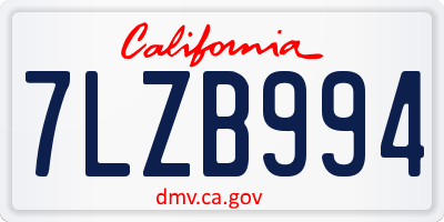 CA license plate 7LZB994
