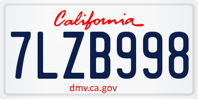 CA license plate 7LZB998