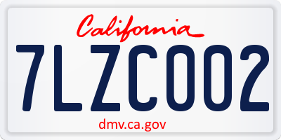 CA license plate 7LZC002