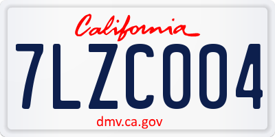 CA license plate 7LZC004