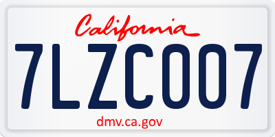CA license plate 7LZC007