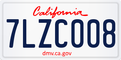 CA license plate 7LZC008