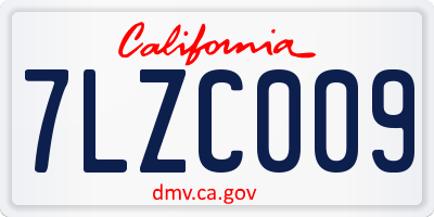 CA license plate 7LZC009