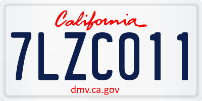 CA license plate 7LZC011